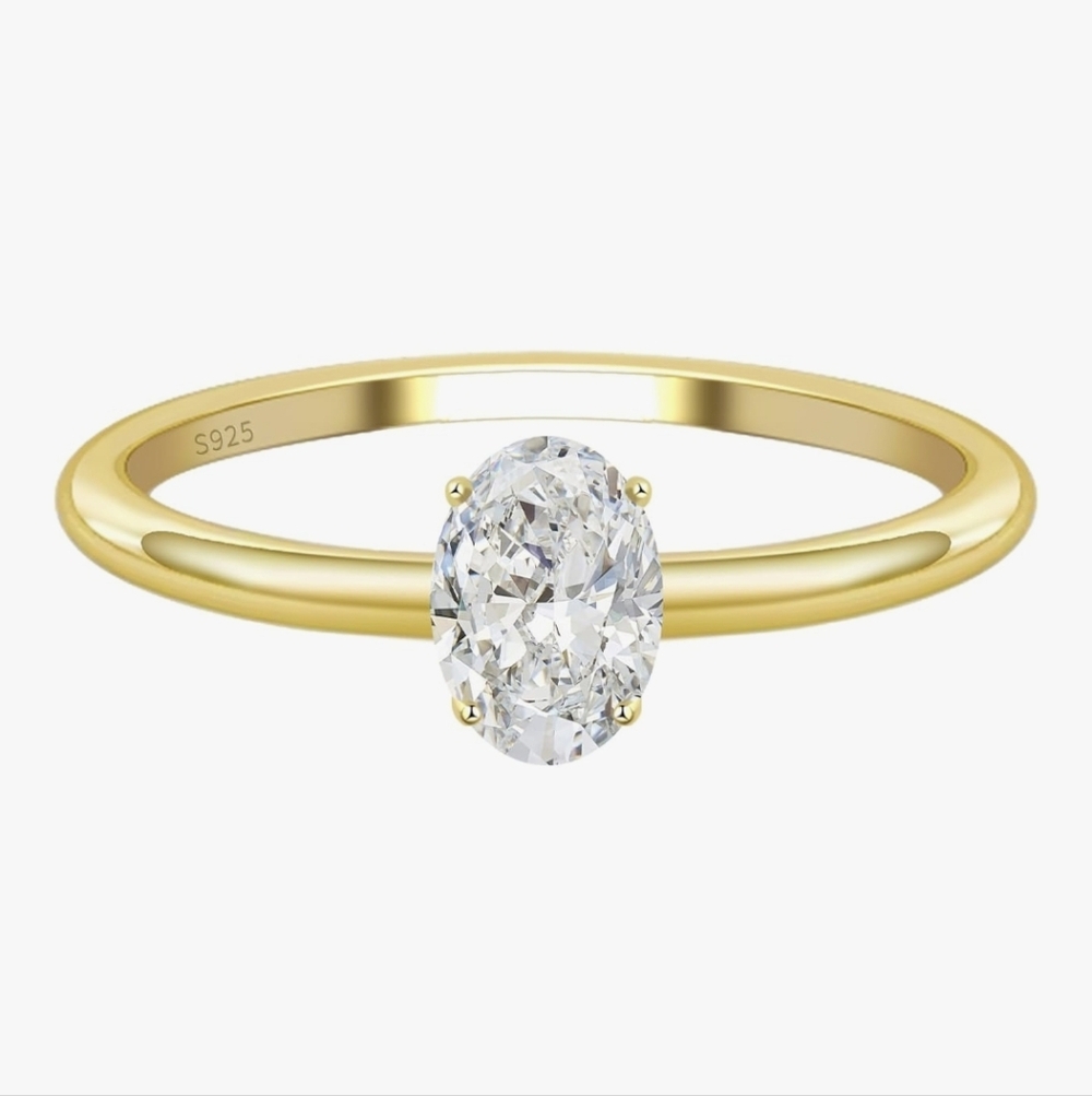 14kt Gold 1.0ct Oval CZ Solitaire Ring